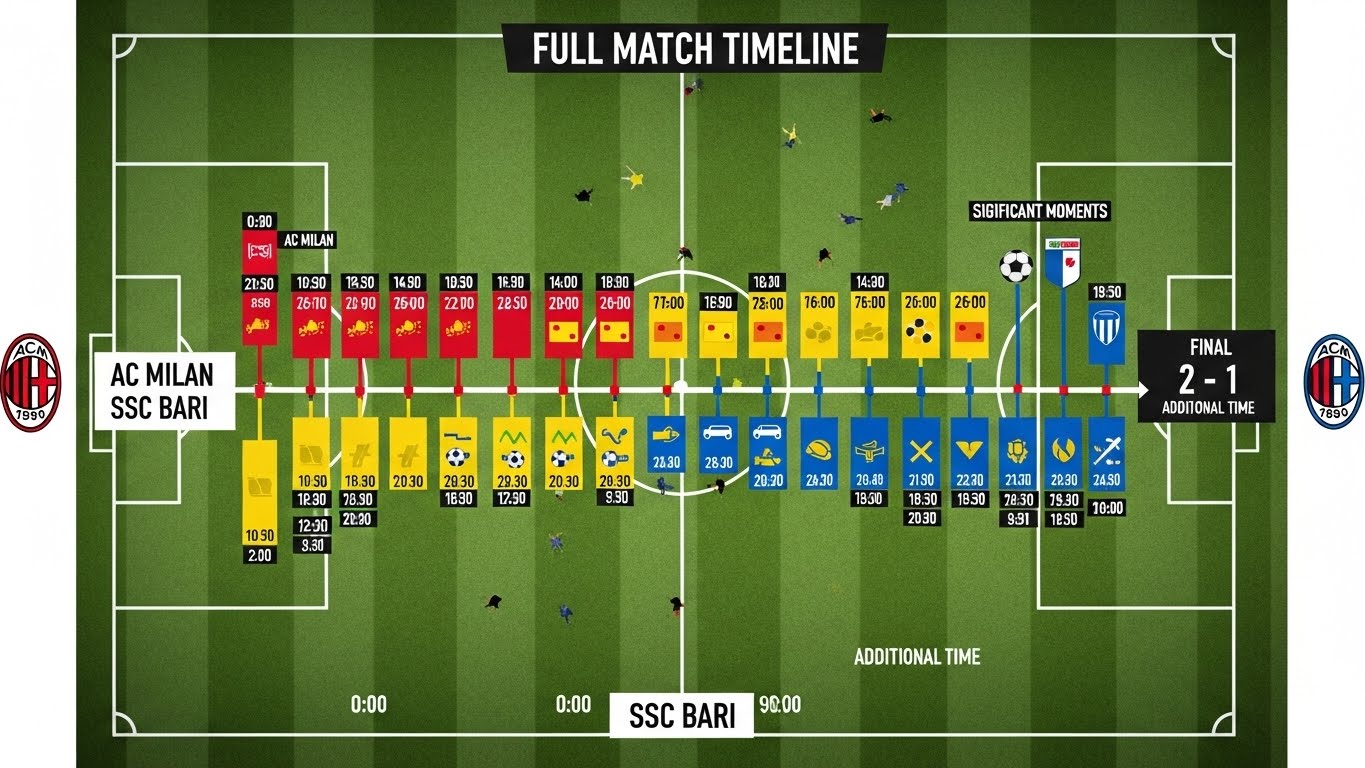 AC Milan vs SSC Bari Timeline: Full Match