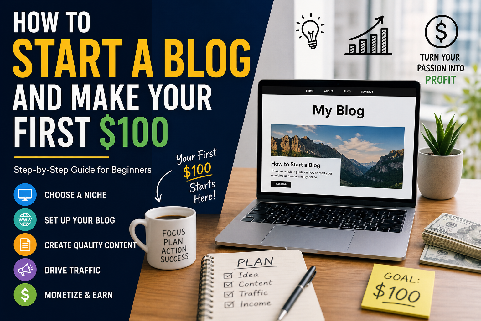 How to Start a Blog and Make Your First $100